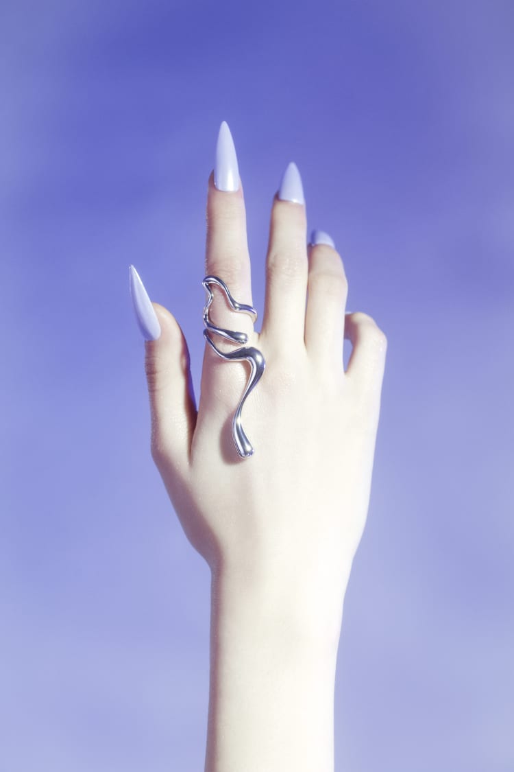 Large Silver Liquid Ring