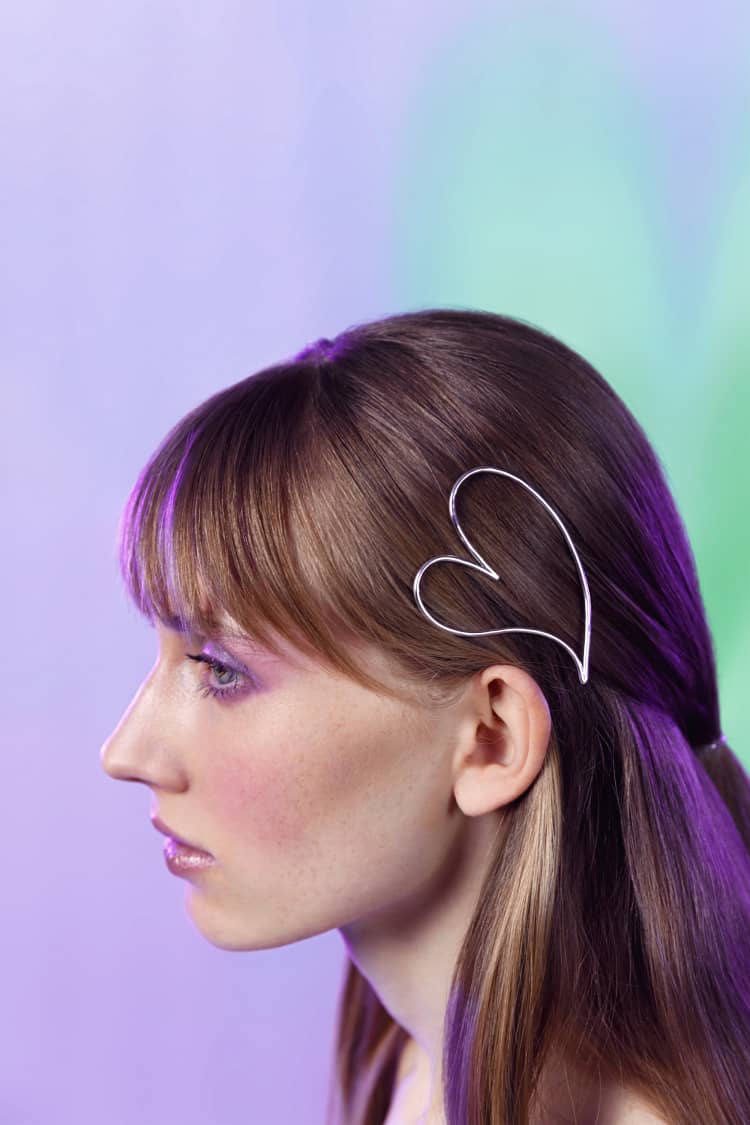 Fermaglio per capelli in argento a cuore “Love”