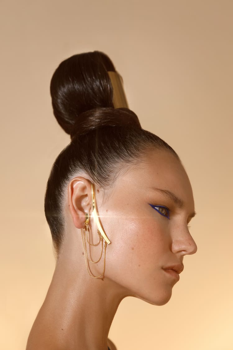 Gold Ear Cuff with Draped Chain