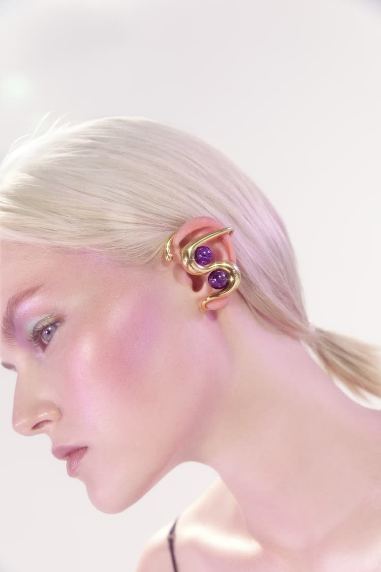 Gold Ear Cuff with Amethyst