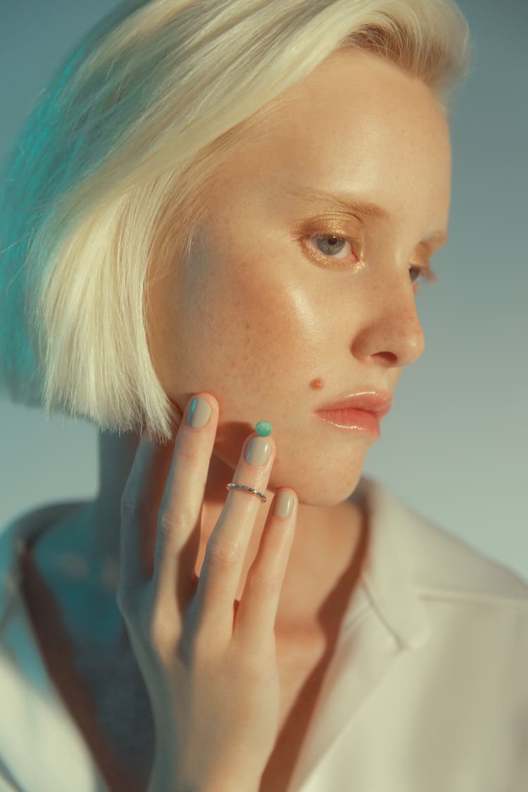 Silver Nail Ring with Stone