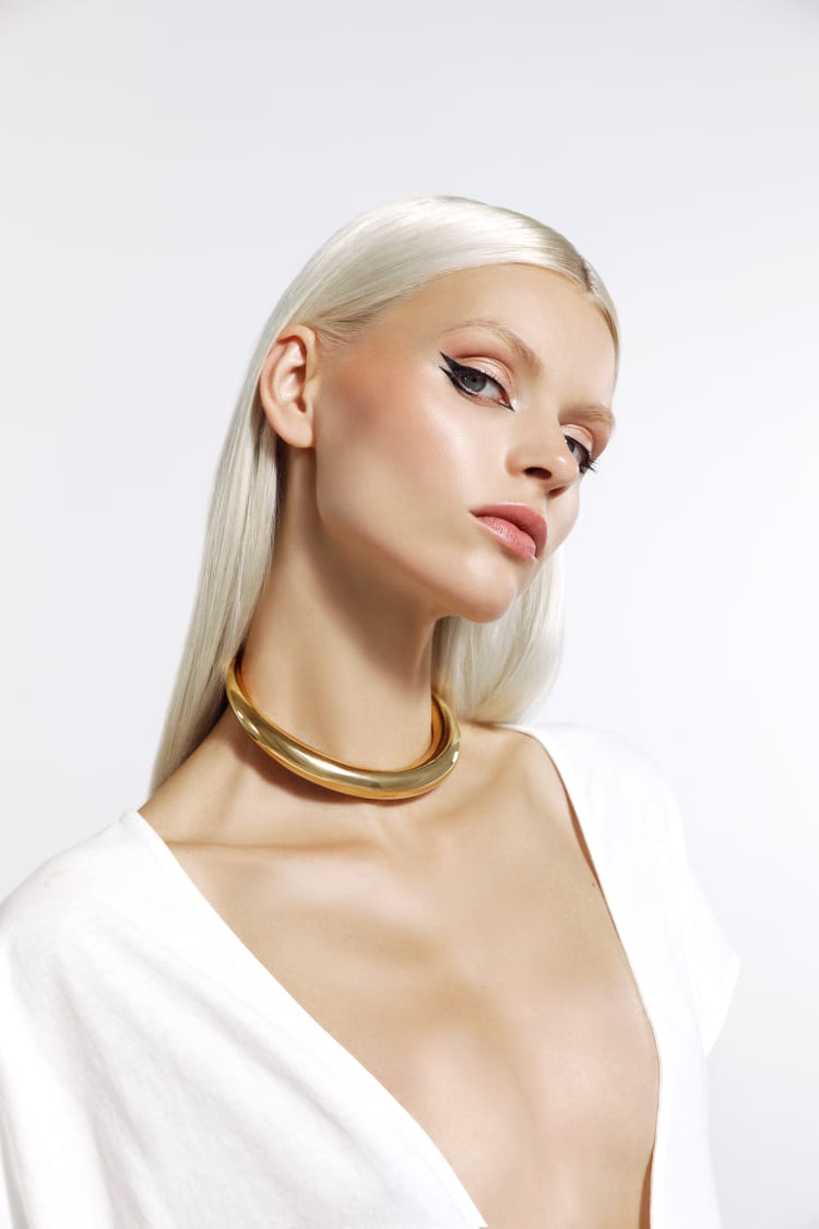 Gold Round Minimalist Choker Necklace