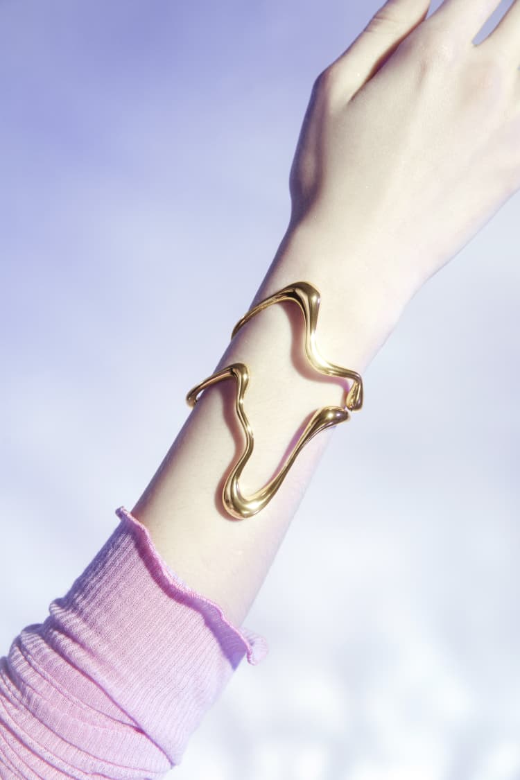 Gold Liquid Large Bangle Bracelet