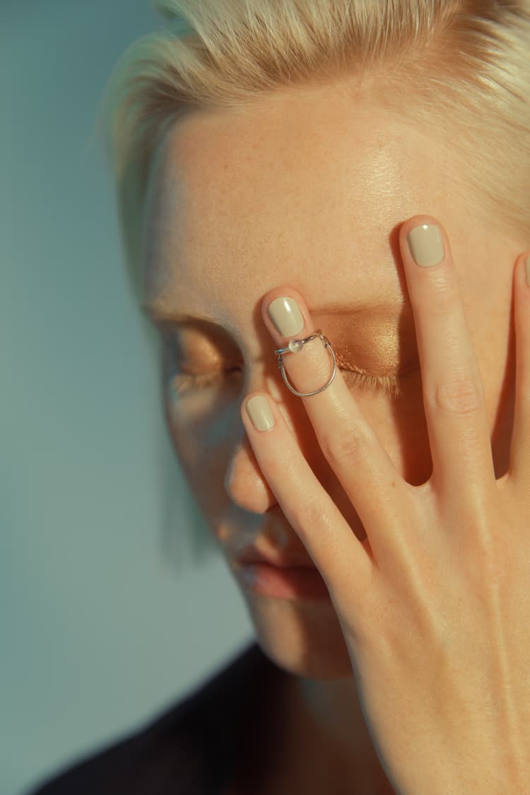 Silver Nail Ring with Chain