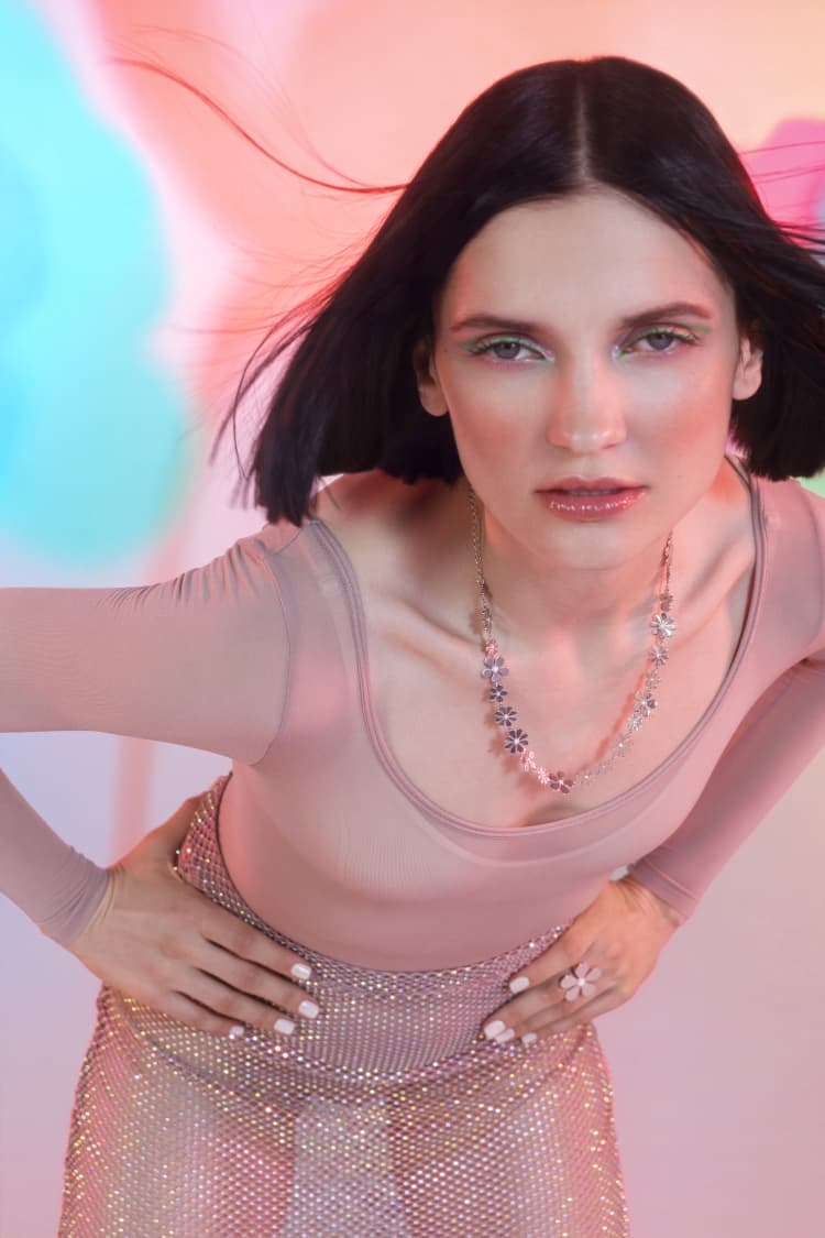 Silver Flower Choker Necklace