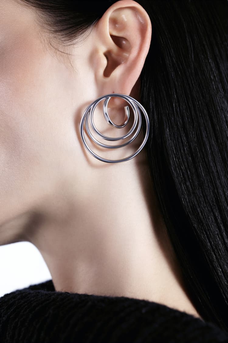 Orecchini Les Poulettes Cerchio E Madreperla | In Argento 925, Gioiello Elegante Donna