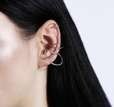 set of ear cuffs and ear climber in silver