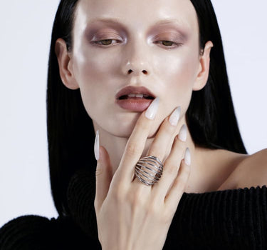 Silver Coil Sphere Ring