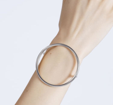 Silver Bangle with Large Circle
