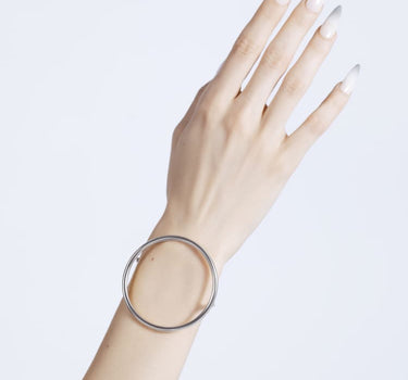 Silver Bangle with Large Circle