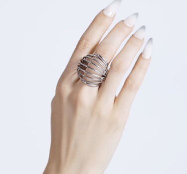 Silver Coil Sphere Ring
