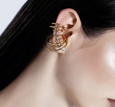 set of ear climber and cuffs in gold