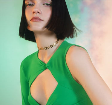 Collana choker con fiore in oro