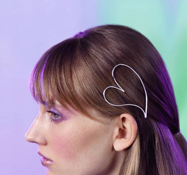 Silver Love Heart Hair Clip