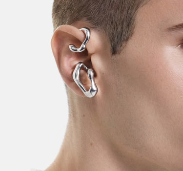wrap-around organic earcuff in silver