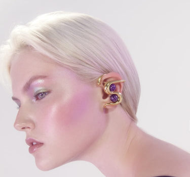Gold Ear Cuff with Amethyst