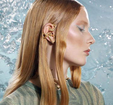 c-shaped organic earcuff in gold