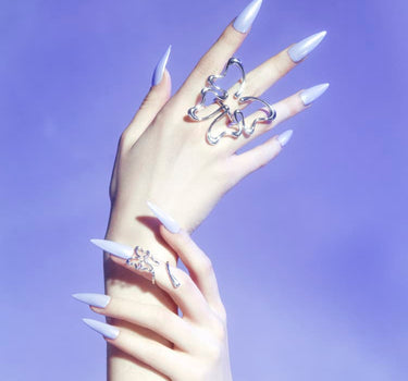 Butterfly nail midi ring in silver