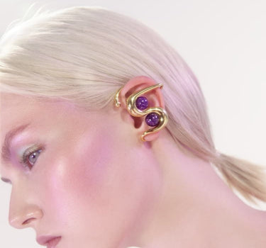 Gold Ear Cuff with Amethyst