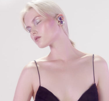 Silver Ear Cuff with Amethyst