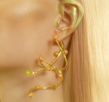 Gold Bold Drop Earrings with Opal and Topaz Crystals