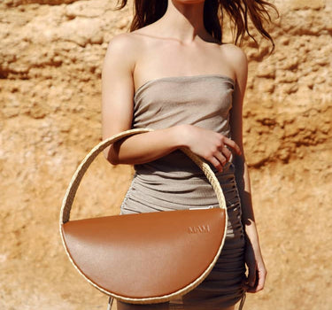 Raffia round medium bag