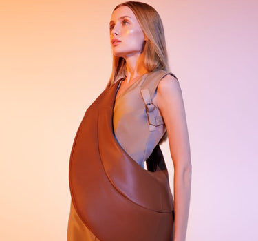 Sac à main en cuir recyclé brun
