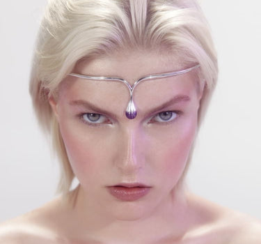 Silver Headpiece with Amethyst