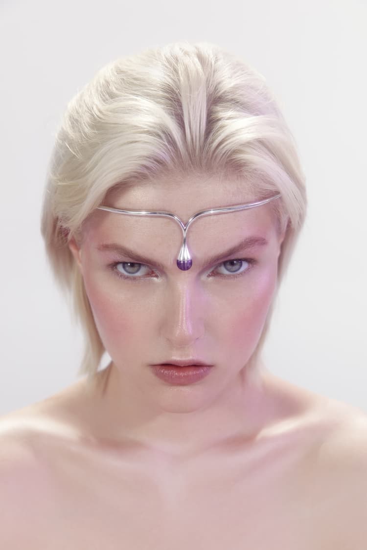Silver Headpiece with Amethyst