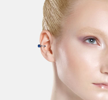 Casa Batlló huggie earcuff in silver and blue