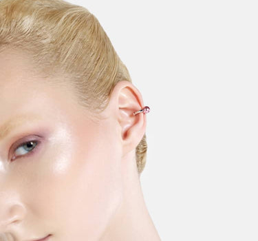 Casa Batlló huggie earcuff in silver and rose