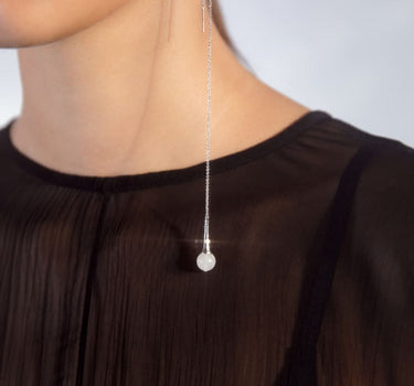 Silver Drop Earrings with Pearl