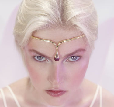 Gold Headpiece with Amethyst