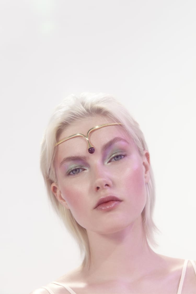 Gold Headpiece with Amethyst