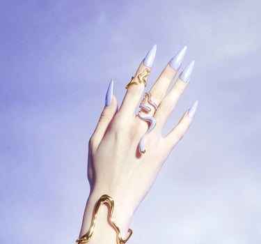 Bracelet jonc large en or liquide