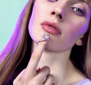 Silver Love Open Heart Midi Ring