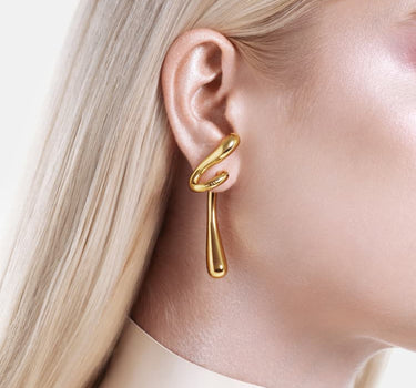 Pendientes Drop Retorcidos Grandes - Oro