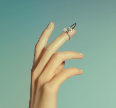 Silver Nail Ring with Embedded Stone
