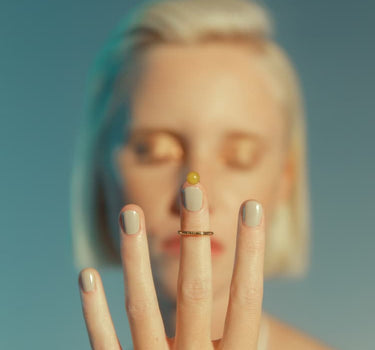 Gold Nail Ring with Stone