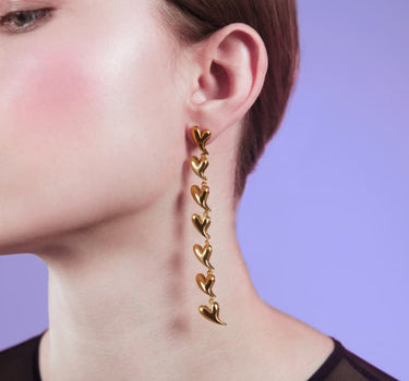 Gold Love Heart Earring Chain