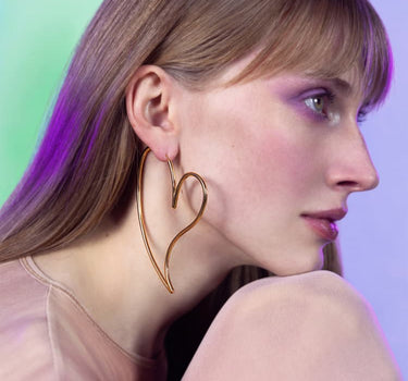 Gold Big Heart Earring Hoop