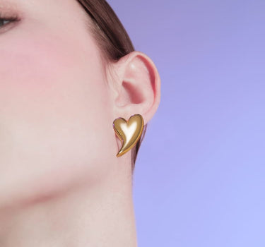Gold Love Heart Stud Earring