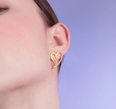 Gold Open Heart Stud Earring