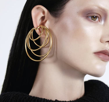 Gold Hoop Ear Cuff with Many Coils