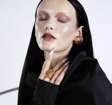 Gold Coil Sphere Ear Cuff
