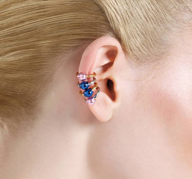 Casa Batlló huggie earcuff in gold and rose