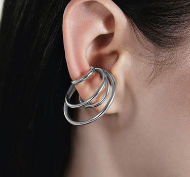 Large Silver Coils Ear Cuff