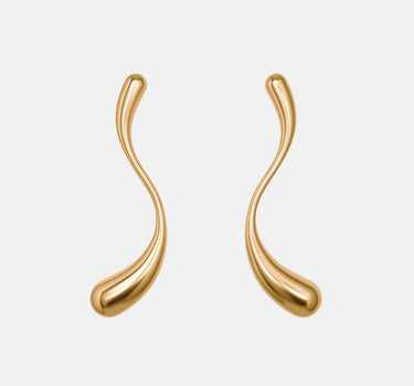 Large S-Shaped Drop Earrings - gold