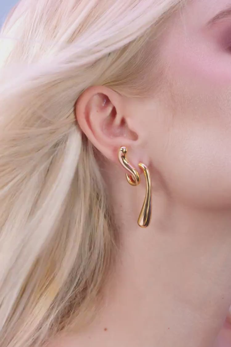Large Twisted Drop Earrings - gold