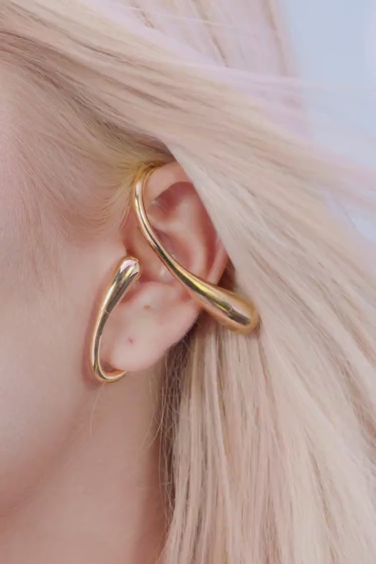 Two-Drop Ear Cuff - gold